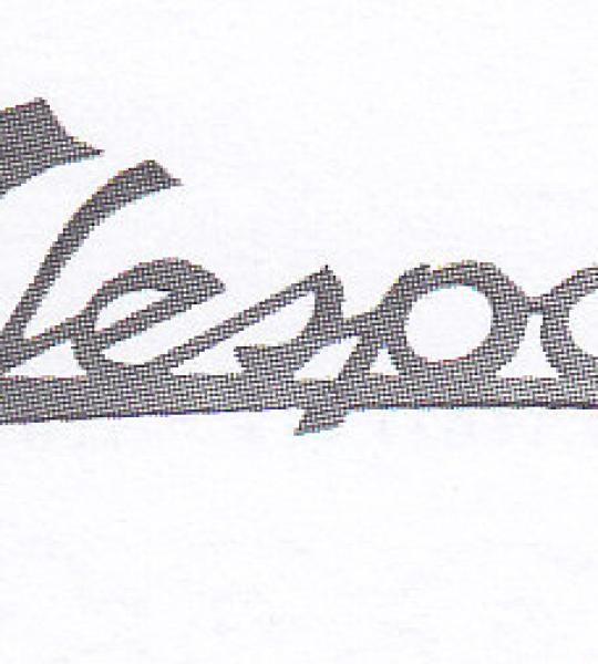 Targhetta Vespa alluminio lucido lunghez totale 141mm - 55859L