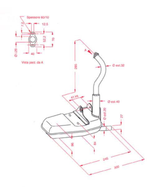 Silenziatore per Piaggio Vespa 50 Automatica - P253